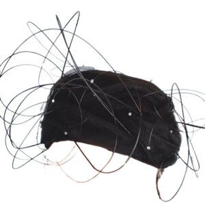 Jack McConnell Hat Vintage Feathers Rhinestones Black